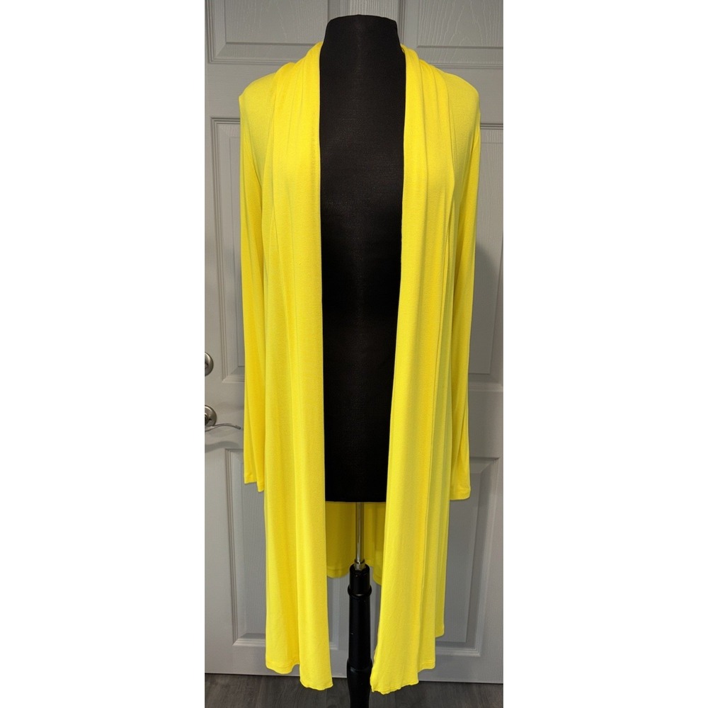 Waterfall Open Maxi Cardigan Women Size 6 Yellow Long Sleeve Stretch Lightweight